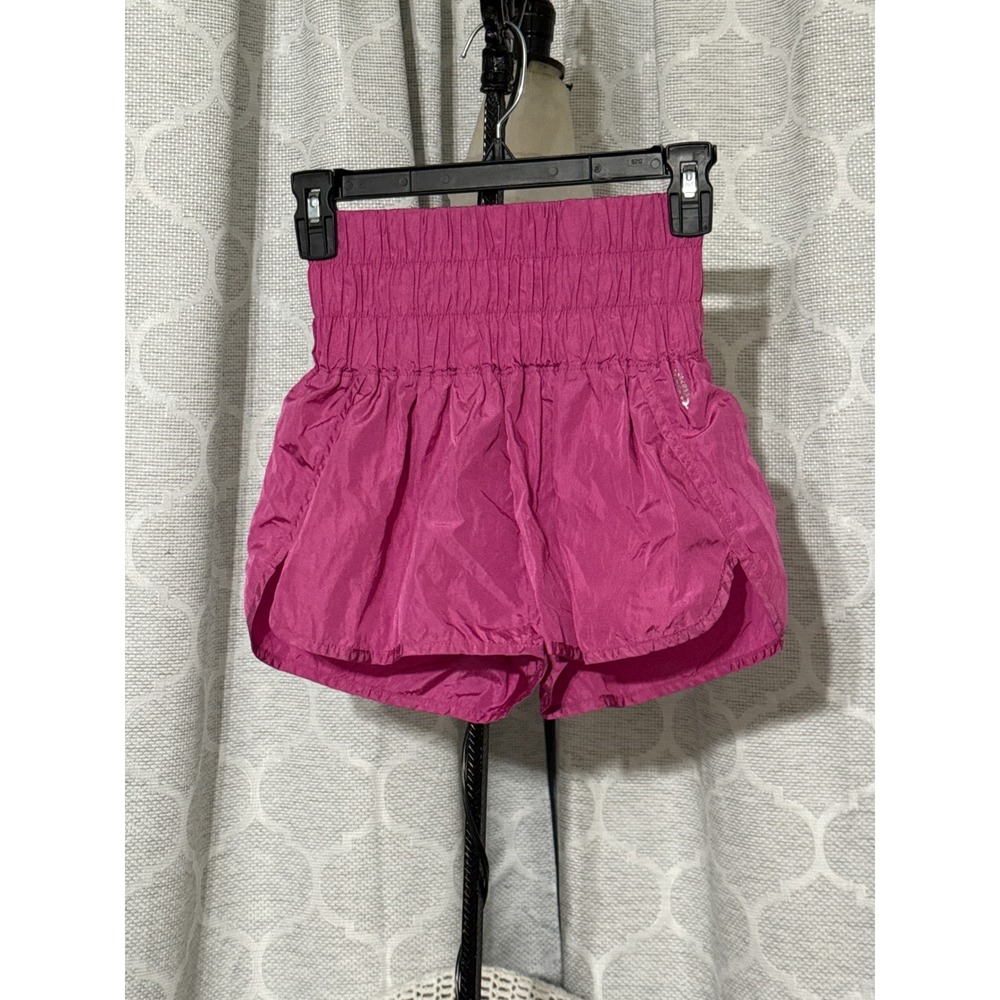 Free People FP Movement The Way Home Shorts Magenta Pink Smocked High Rise XS